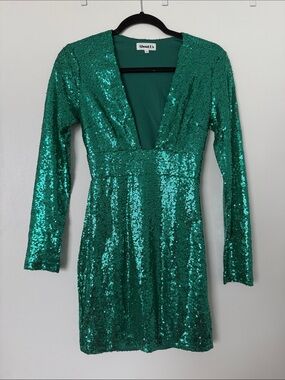 About Us Emerald Sequin Mini Dress